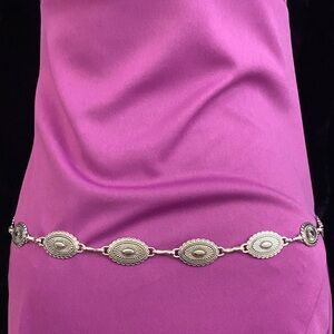 Silver tone chain belt #267